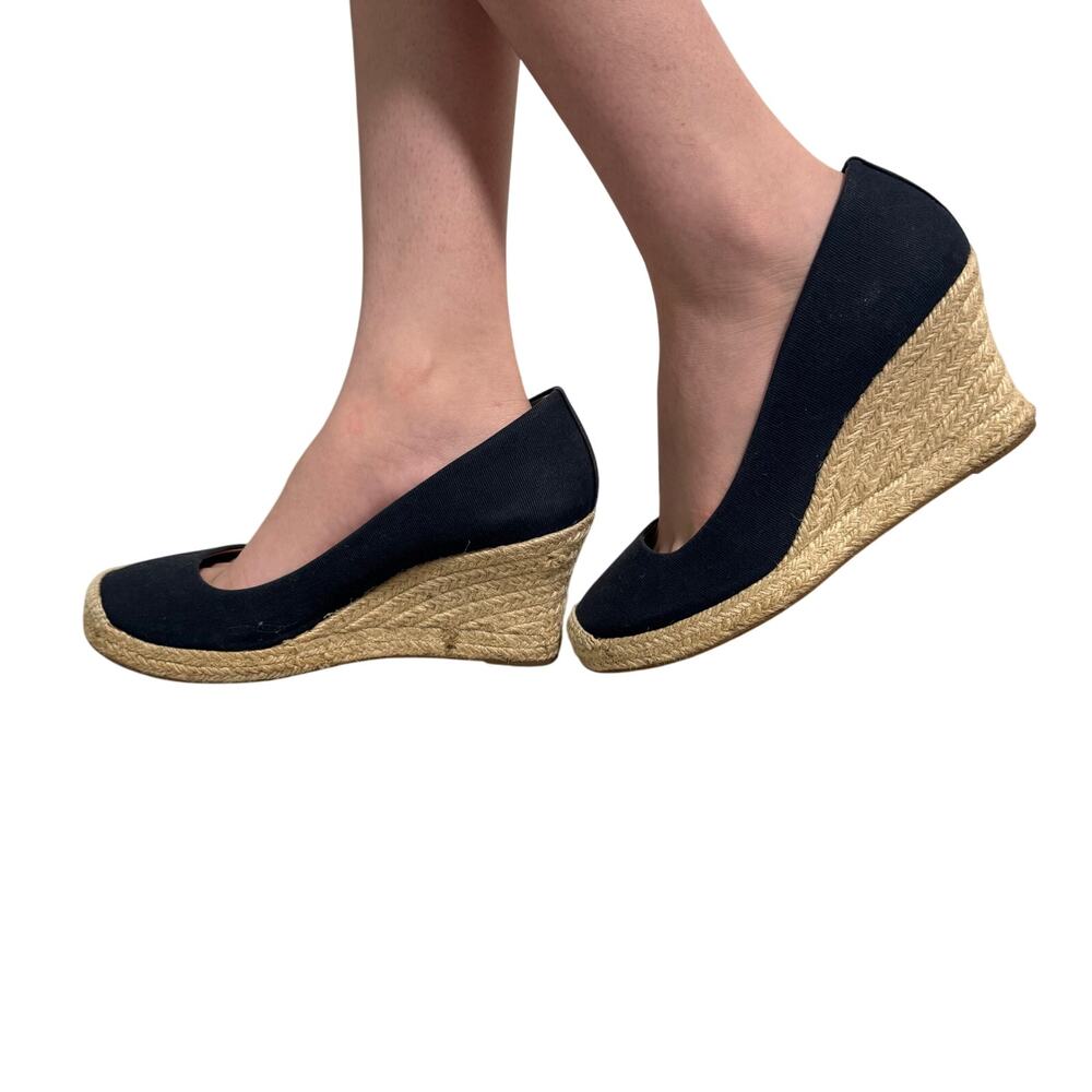 J.Crew Women's Navy Canvas Wedge Espadrille Heels Size 8